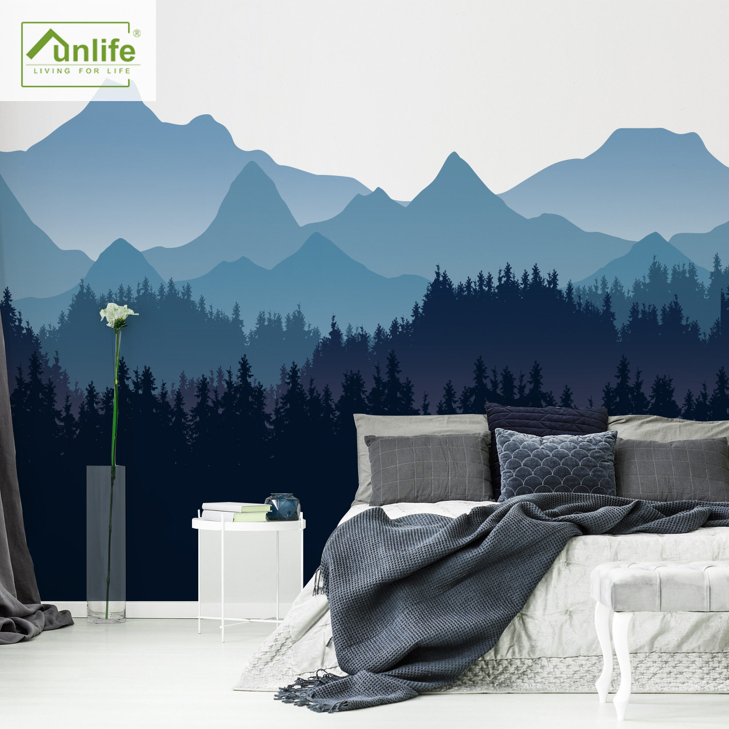 Funlife大型WallMural背景装饰墙纸画布北欧风景防水自粘WMFKD005