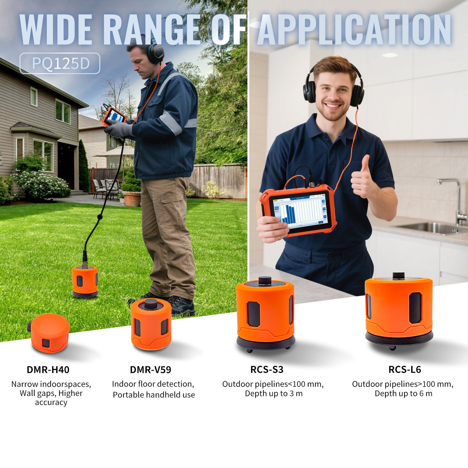 英文版PQWT普奇漏水检测仪PQ125D管道测漏仪 water leak detector