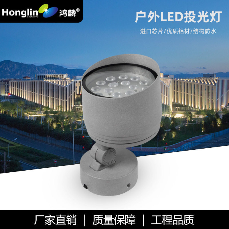 投光灯圆形户外灯照树柱子过道灯桥梁公园广告牌LED单色彩色32W