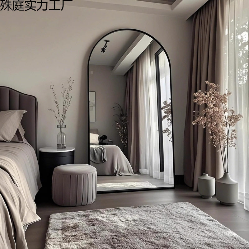轻奢高级感全身镜家用落地立式理发店镜子壁挂式高清服装店试衣镜