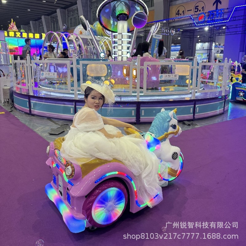 小超童共享骑行泡泡单车扫码儿童梦幻马车户外广场游乐车电动车