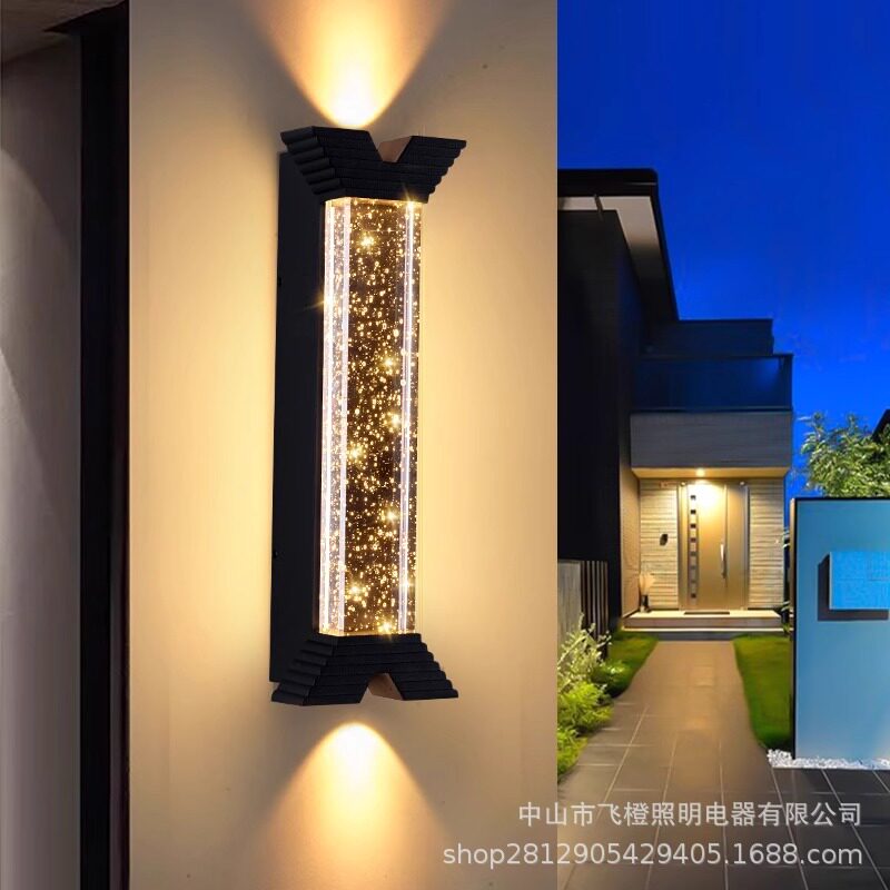 户外防水水晶壁灯室外露台花园外墙别墅大门柱子上下射灯发光壁灯