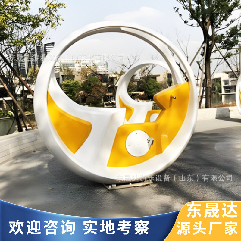 公园喷水单车骑行无动力发电健身互动单车不锈钢材质发光单车
