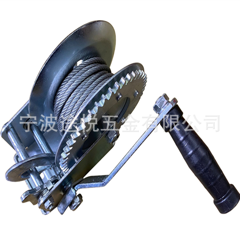 厂家供应1600LBS钢丝绳绞车 船用手动绞盘 游艇拖车绞盘