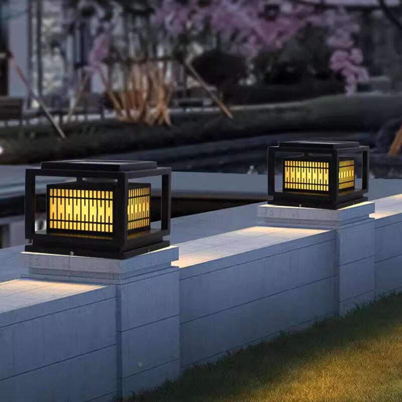 太阳能市电两用led柱头灯户外照明仿云石花园围墙灯防水庭院灯定