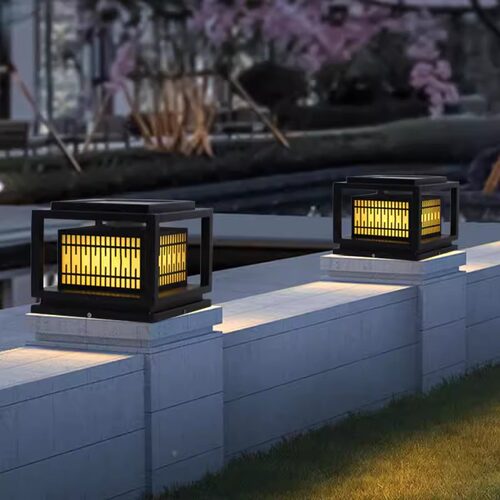 太阳能市电两用led柱头灯户外照明仿云石花园围墙灯防水庭院灯定