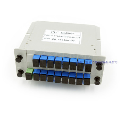 厂家直供 SC/UPC1分16插片式分纤分路器 分光器 可定制FC/APC
