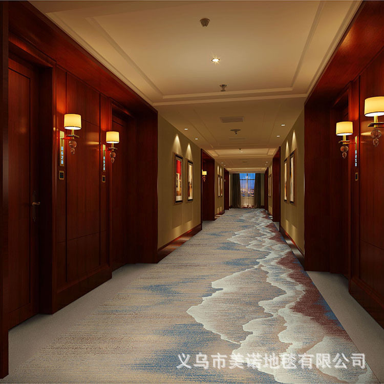 1200克酒店走廊地毯 防火地毯 宾馆过道阻燃b1级高清印花地毯