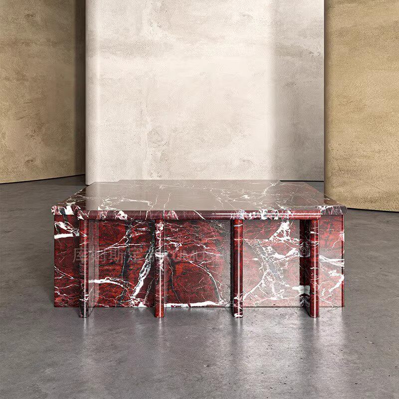 天然大理石茶几奢石咖啡桌设计师款式现代客户沙发桌子