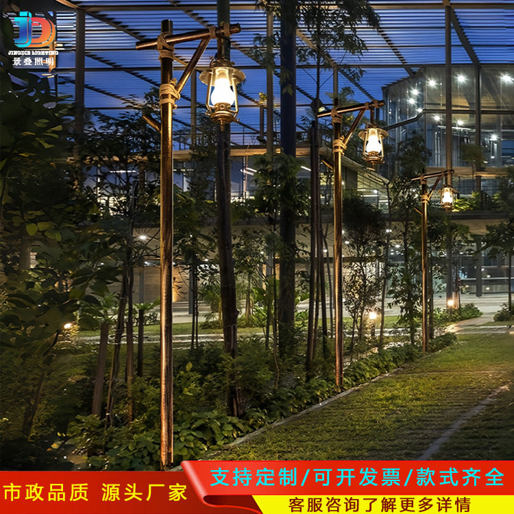 仿竹艺庭院灯铁艺竹节灯杆小区别墅公园景观灯跨境花园草坪灯吊灯