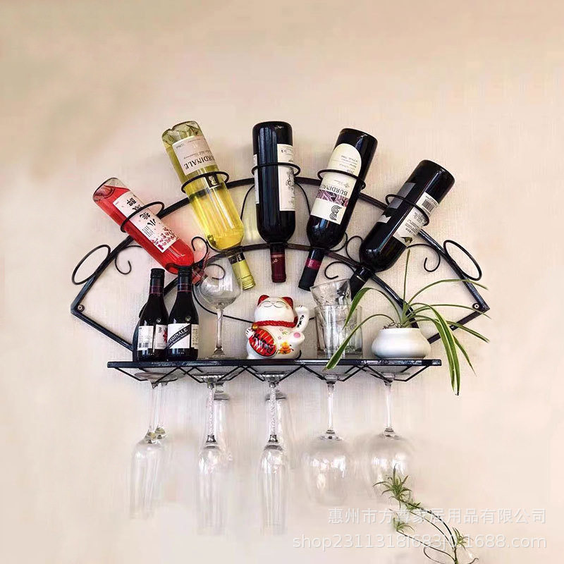 2025新款简约铁艺酒柜红酒架壁挂悬挂高脚酒杯装饰展示架厂家直销