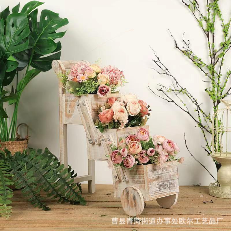 户外花园庭院摆件花架绿植微景观推车花架幼儿园自然摆设花架
