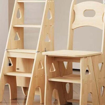 实木多功能家用折叠梯子椅子变形伸缩室内两用登高梯凳楼梯人字梯