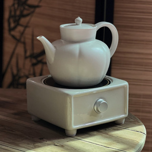 草木灰手执壶仿宋煮茶壶白泥陶壶陶瓷泡茶壶电陶炉专用办公烧水壶