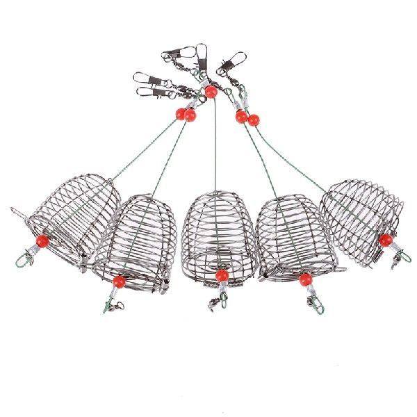 5Pcs Stainless Steel Wire Fishing Lure Conical Cage Fish