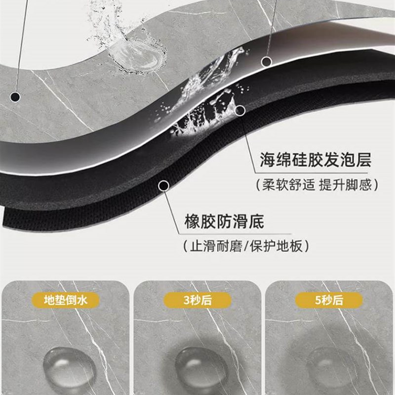 矽藻泥厨房地垫防滑防油可擦免洗吸水凉垫门口耐脏脚垫防水家用整