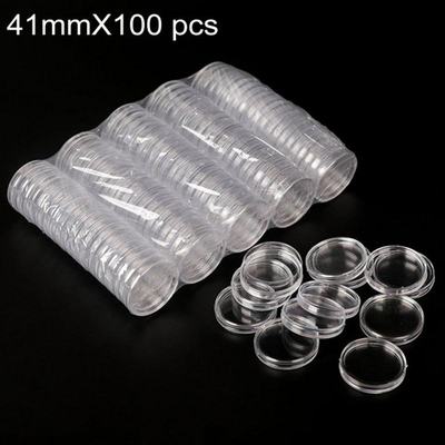 100pcs Transparent Round Boxes Coins Collection Large Capaci