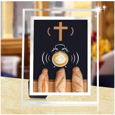 十字架摆台桌面床头柜摆件书架饰品六寸水晶玻璃相框耶诞礼品礼物