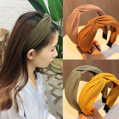 2021 Non-slip Resilience Retro Solid Wide Headband Hair Band