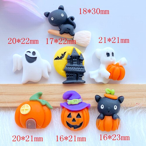 好货14Pcs New Cute Halloween Animals Flat Back Resin Cabocho