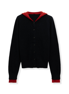 【花花推荐】时尚撞色假两件连帽针织羊毛衫1791-353-9688