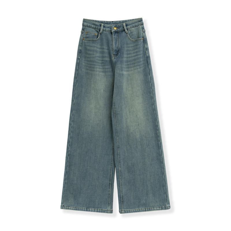 【花花推荐】加绒轻奢简约牛仔阔腿裤厚但不臃肿1863-354-9993