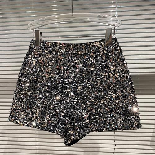 现货Whe Body Sequis Shorts Wo 2021 Autum  Shiy Zipper
