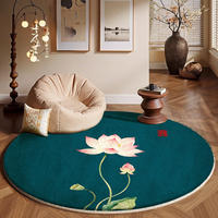 New Chinese-style lotus leaf round carpet, green lotus seat cushion, bedroom bedside blanket, living room sofa, Zen-inspired irregular floor mat thumbnail 5