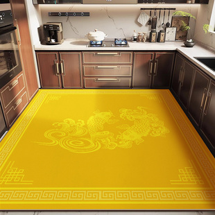 黄色厨房专用地垫防滑防油可擦免洗耐脏家用pvc皮革脚垫全铺地毯