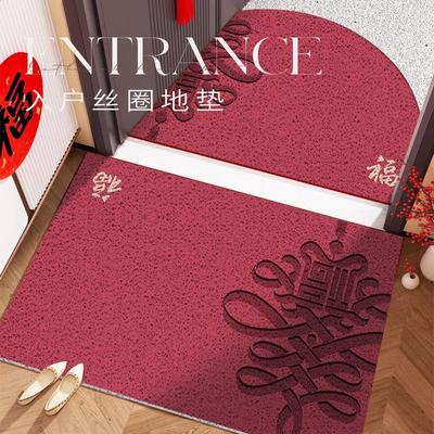 半圆形丝圈入户门地垫大门口防滑除尘进门内地毯门外家用红色垫子