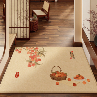 新中式 入户门地垫仿亚麻编织玄关客厅地毯门垫进门大门口防滑脚垫