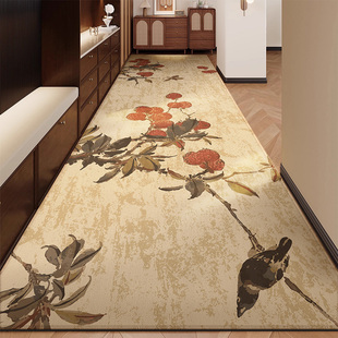 中式走廊通道入户门地垫酒店长条地毯卧室床边过道脚垫防滑垫定制