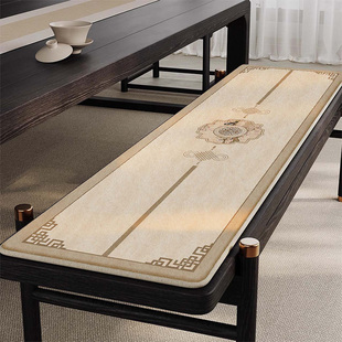 新中式实木长凳垫红木长条凳坐垫加厚毛绒冬季长板凳换鞋凳长椅垫