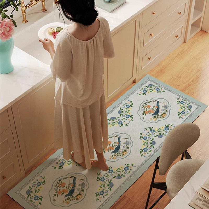 中式厨房地垫防滑防油防水可擦免洗耐脏宋氏美学皮革脚垫长条地毯,居家布艺,厨房地垫,淘宝优惠券,粉丝福利购,淘宝优惠卷