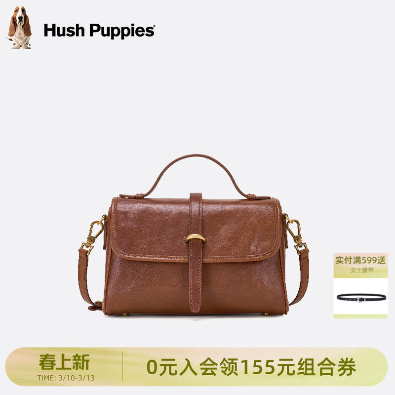 暇步士女包植鞣牛皮手提包女真皮复古通勤邮差包大容量单肩斜挎包