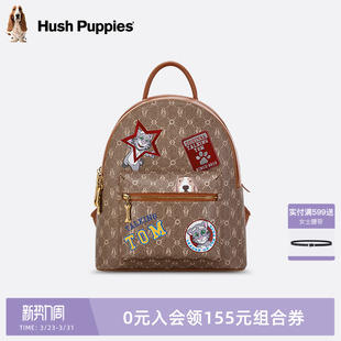 印花双肩包汤姆猫联名可爱旅行背包 暇步士女包新款 Hush Puppies