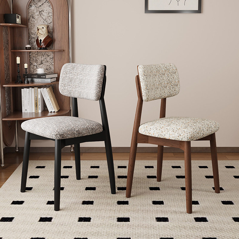 实木餐椅超纤皮家用餐厅棉麻布艺靠背椅酒店餐桌椅凳整装耐用椅子