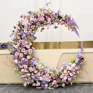 仿真花拱门花月亮花门婚礼装饰酒店民宿打卡布置月亮拱门花艺