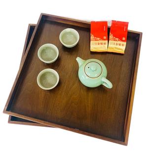 杯子盘 实木托盘方形茶具托盘黑胡桃木果盘家用桌面收纳盘中式