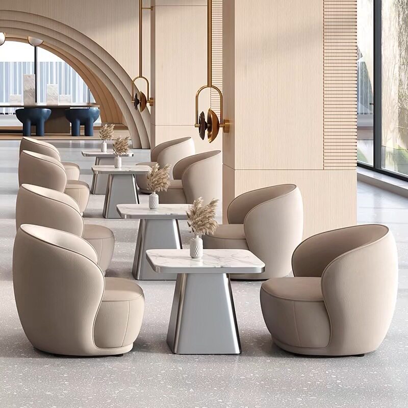 轻奢洽谈桌椅组合休息区单人沙发桌椅酒店大厅售楼处商务接待沙发