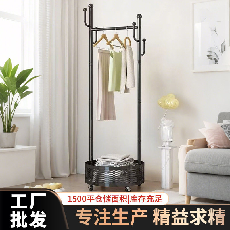 衣帽架多用途仙人掌轻奢高级卧室落地晾衣杆带框简约可移动晾衣架