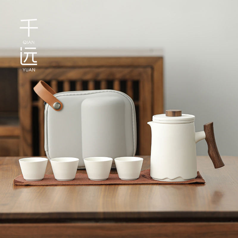 便携式旅行茶具套装陶瓷简约户外露营喝茶随身定制logo礼品快客杯