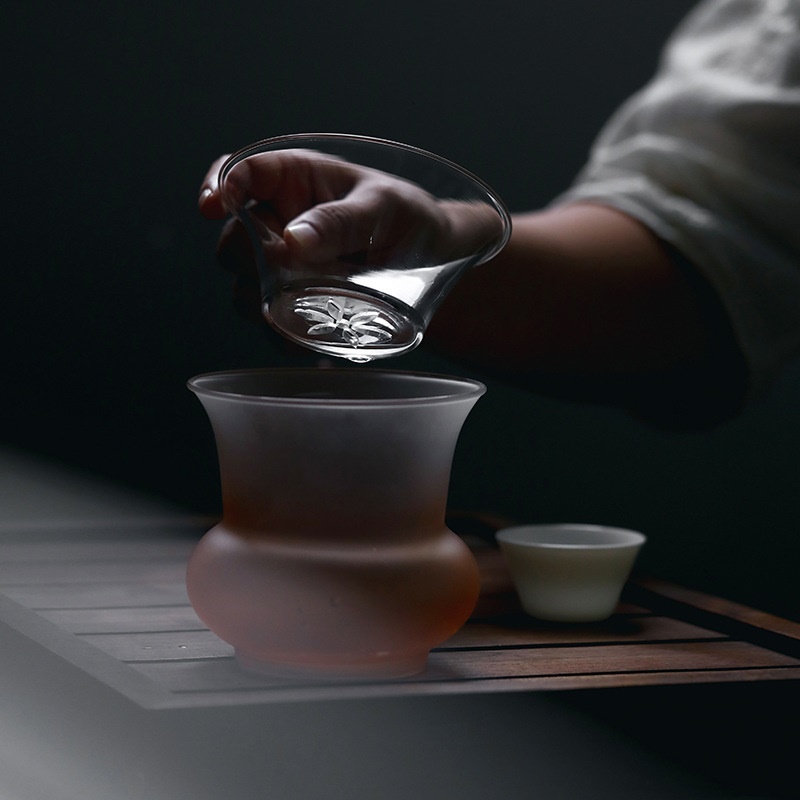 玻璃建水茶洗水盂壶承干泡台带过滤琉璃茶渣缸倒水茶台花器配件