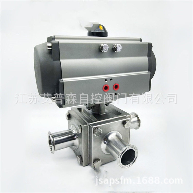 全包卫生级三通球阀/气动全包卫生级三通快装球阀Q84F DN50/65/80