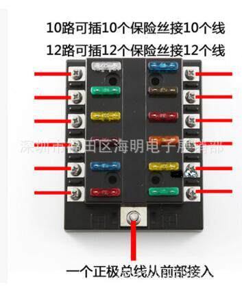 一进多出中号座12路 锁螺丝 202-12KW 汽车保险丝座 多路保险片