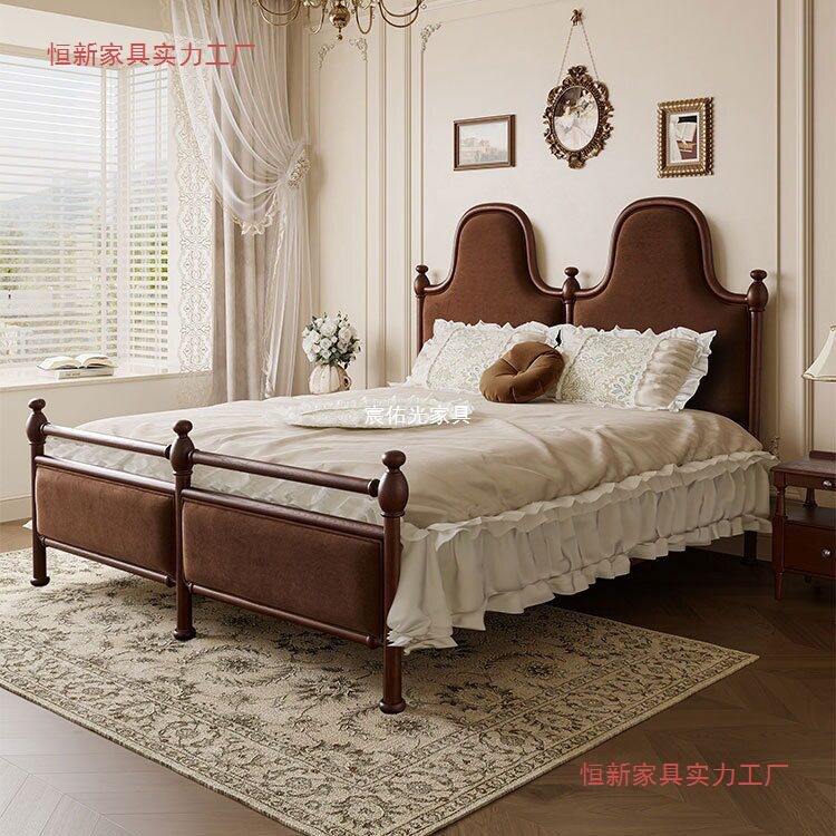 丹梵斯 法式中古风复古老巴黎床白蜡木婚床实木双人床榉木双人床