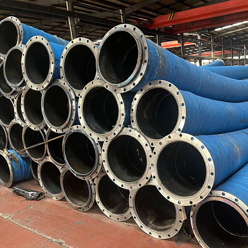 DN650mm大口径输送泥浆泥沙用法兰胶管内置钢丝骨架缠绕埋吸管