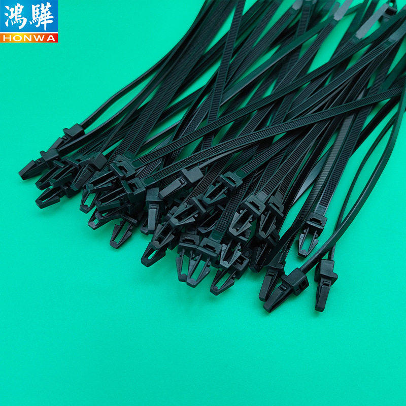 自产自销白色环保插销扎带 连体汽车电源线捆绑尼龙插销式束线带