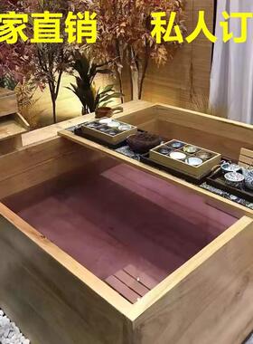 美容院会所桧橡木大方形泡澡木桶 成多人沐浴桶洗澡木质浴缸日式
