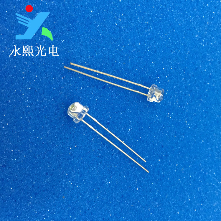 5MM草帽白发黄led灯珠发光二极管 F5长脚黄色灯珠 黄光